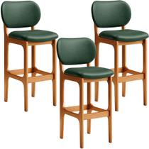 Kit 3 Banquetas Alta Bar Cozinha Sala Jantar Fixa Betta L02 Imbuia Facto Verde Musgo - Lyam Decor Kit 3 Banquetas Alta Bar Cozinha Sala Jantar Fixa Betta L02 Imbuia Facto Verde Musgo - Lyam Decor