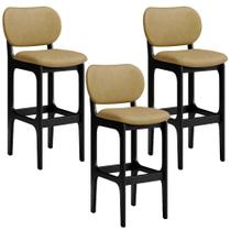 Kit 3 Banquetas Alta Bar Cozinha Sala Jantar Fixa Betta L02 Preto material sintético Casco Fendi - Lyam Decor Kit 3 Banquetas Alta Bar Cozinha Sala Jantar Fixa Betta L02 Preto material sintético Casco Fendi - Lyam Decor