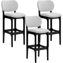 Kit 3 Banquetas Alta Betta Preto Linho Cinza Kit 3 Banquetas Alta Betta Preto Linho Cinza