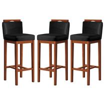 Kit 3 Banquetas Alta com Encosto 38x102 Cm Líbia Madeira Maciça Suede CCS Kit 3 Banquetas Alta com Encosto 38x102 Cm Líbia Madeira Maciça Suede CCS