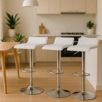 Kit 3 Banquetas Alta Com Encosto Baixo Estofado Para Cozinha Ilha Bancada Belo Horizonte Branca Kit 3 Banquetas Alta Com Encosto Baixo Estofado Para Cozinha Ilha Bancada Belo Horizonte Branca