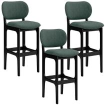 Kit 3 Banquetas Alta Cozinha Betta L02 Preto Verde Musgo Kit 3 Banquetas Alta Cozinha Betta L02 Preto Verde Musgo