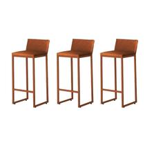 Kit 3 Banquetas Alta Dani Reforçada Decorativa Balcão Bancada Cozinha Bar Área Gourmet Base Bronze material sintético