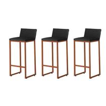 Kit 3 Banquetas Alta Dani Reforçada Decorativa Balcão Bancada Cozinha Bar Área Gourmet Base Bronze material sintético