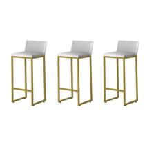 Kit 3 Banquetas Alta Dani Reforçada Decorativa Balcão Bancada Cozinha Bar Área Gourmet Base Dourada material sintético