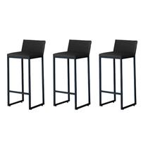 Kit 3 Banquetas Alta Dani Reforçada Decorativa Balcão Bancada Cozinha Bar Área Gourmet Base Preta material sintético