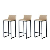 Kit 3 Banquetas Alta Dani Reforçada Decorativa Balcão Bancada Cozinha Bar Área Gourmet Base Preta material sintético