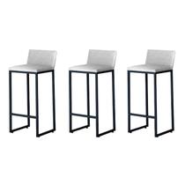 Kit 3 Banquetas Alta Dani Reforçada Decorativa Balcão Bancada Cozinha Bar Base Preta material sintético