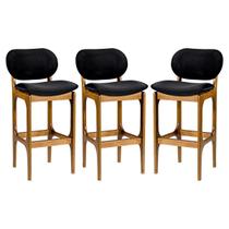 Kit 3 Banquetas Alta Decor 50 x 104 Cm Madeira Maciça Imbuia Suede Preto L14 - RMI Kit 3 Banquetas Alta Decor 50 x 104 Cm Madeira Maciça Imbuia Suede Preto L14 - RMI