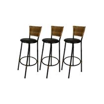 KIT 3 Banquetas Alta Desmontaveis Junco Imbuia Cozinha Bancada Balcão Área de Churrasco Moderna Ref KIT 3 Banquetas Alta Desmontaveis Junco Imbuia Cozinha Bancada Balcão Área de Churrasco Moderna Ref
