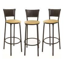 KIT 3 Banquetas Alta Encapada Junco CAFÉ Area de Lazer Cozinha Bancada Balcão KIT 3 Banquetas Alta Encapada Junco CAFÉ Area de Lazer Cozinha Bancada Balcão
