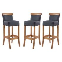 Kit 3 Banquetas Alta Encosto Estofada 36x100 Cm Diamantina Madeira Maciça Mel Linho Cinza L67 Kit 3 Banquetas Alta Encosto Estofada 36x100 Cm Diamantina Madeira Maciça Mel Linho Cinza L67