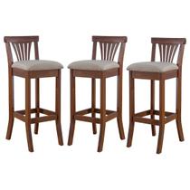 Kit 3 Banquetas Alta Estofada Valentina 36 x 100 Cm Madeira Maciça Verniz Linho Bege M58 - RMI Kit 3 Banquetas Alta Estofada Valentina 36 x 100 Cm Madeira Maciça Verniz Linho Bege M58 - RMI