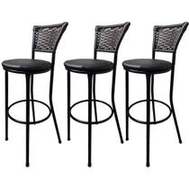 Kit 3 Banquetas Alta Hawaii Encosto Junco com Assento Cor Kit 3 Banquetas Alta Hawaii Encosto Junco com Assento Cor