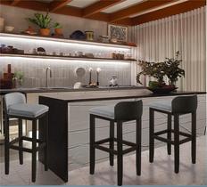 Kit 3 Banquetas Alta Ônix Cozinha Madeira cor Preta Maciça Estofada Área Gourmet Kit 3 Banquetas Alta Ônix Cozinha Madeira cor Preta Maciça Estofada Área Gourmet