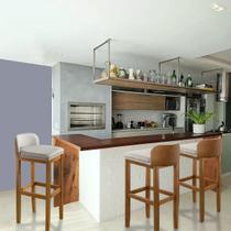 Kit 3 Banquetas Alta Ônix Cozinha Madeira Maciça Estofada Com Encosto Área Gourmet Kit 3 Banquetas Alta Ônix Cozinha Madeira Maciça Estofada Com Encosto Área Gourmet