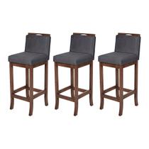 Kit 3 Banquetas Alta para Balcão Turim Madeira Capuccino Suede CCS Kit 3 Banquetas Alta para Balcão Turim Madeira Capuccino Suede CCS