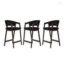 Kit 3 Banquetas Alta para Bancada de Cozinha Ravena Madeira Maciça Capuccino Suede Preto CCS Kit 3 Banquetas Alta para Bancada de Cozinha Ravena Madeira Maciça Capuccino Suede Preto CCS