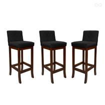 Kit 3 Banquetas Alta para Bancada de Cozinha Tóquio Madeira Maciça Matelassê Suede Preto CCS Kit 3 Banquetas Alta para Bancada de Cozinha Tóquio Madeira Maciça Matelassê Suede Preto CCS