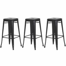Kit 3 Banquetas Alta Para Bar Balcão Bancada Pub Bistrô Cozinha Americana Tolix Iron Industrial