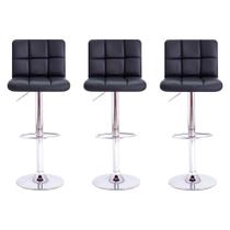 Kit 3 Banquetas Alta Para Bar Bistro Cozinha Americana Gomos Giratoria Cinza