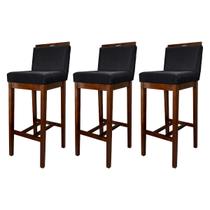 Kit 3 Banquetas Alta para CozinhaLíbia Madeira Capuccino Suede CCS