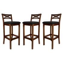 Kit 3 Banquetas Alta X Estofada 38x103Cm Ilha Encosto Madri Madeira Maciça Pinhão Suede Preto CCS Kit 3 Banquetas Alta X Estofada 38x103Cm Ilha Encosto Madri Madeira Maciça Pinhão Suede Preto CCS