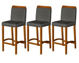 Kit 3 Banquetas Altas Dubai para Cozinha e Balcão Assento Estofado Estrutura em Madeira, Conforto e Elegância para sua Casa Kit 3 Banquetas Altas Dubai para Cozinha e Balcão Assento Estofado Estrutura em Madeira, Conforto e Elegância para sua Casa