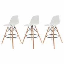 Kit 3 Banquetas Altas Para Bar Cozinha Charles Eames Eiffel - Cadeiras Inc