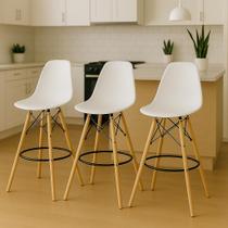 Kit 3 Banquetas Altas Para Bar Cozinha Charles Eames Eiffel