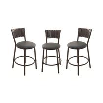 KIT 3 Banquetas Baixa Encapada Junco CAFÉ Area Gourmet