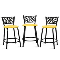 Kit 3 Banquetas Baixas Eclipse Preta Para Mesa Bistrô Bar Cozinha Bancada Área Gourmet Sorveteria Edicula Lanchonete