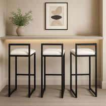 Kit 3 Banquetas Balcão Alta material sintético Ferro Cozinha Bistro Cor:Caramelo Kit 3 Banquetas Balcão Alta material sintético Ferro Cozinha Bistro Cor:Caramelo