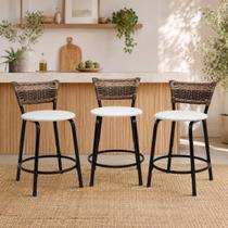 Kit 3 Banquetas Banco Cadeira Baixa Para Balcão Bar Bancada Cozinha Área Lazer Gourmet Ilha Itagold