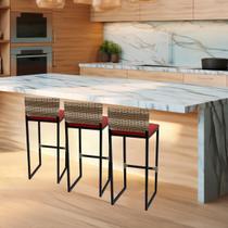 Kit 3 Banquetas Bancos Cadeiras Quadrada Para Cozinha Gourmet Bar Bancada Balcão Industrial Area Lazer Itagold