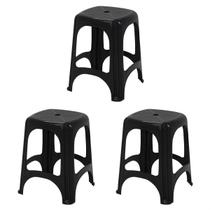 Kit 3 Banquetas Banquinho Plástico Bancos Niteroi Tramontina 100 kilos