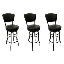 Kit 3 Banquetas Bar Altura 65cm com Encosto Giratória cor Preta Assento grosso Confortável preto Kit 3 Banquetas Bar Altura 65cm com Encosto Giratória cor Preta Assento grosso Confortável preto