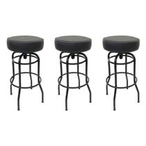 Kit 3 Banquetas Bar Altura 74cm Giratória Preta Assento Preto