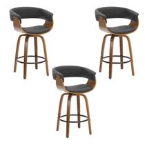Kit 3 Banquetas Betim Base Madeira Preto
