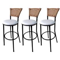 Kit 3 Banquetas Bistrô Hawaii Fendi Assento Branco Kit 3 Banquetas Bistrô Hawaii Fendi Assento Branco