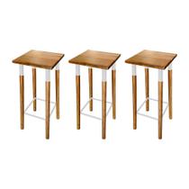 Kit 3 Banquetas Bistro Industrial Colors Ferro e Madeira Maciça - Branca Kit 3 Banquetas Bistro Industrial Colors Ferro e Madeira Maciça - Branca