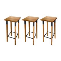 Kit 3 Banquetas Bistro Industrial Colors Ferro e Madeira Maciça - Preta Kit 3 Banquetas Bistro Industrial Colors Ferro e Madeira Maciça - Preta