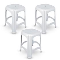Kit 3 Banquetas Brancas Compactas Versáteis Cozinha Eventos Uso Profissional Kit 3 Banquetas Brancas Compactas Versáteis Cozinha Eventos Uso Profissional