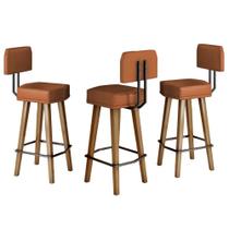 Kit 3 Banquetas com Encosto para Balcão Área Gourmet Bancada Cozinha Kit 3 Banquetas com Encosto para Balcão Área Gourmet Bancada Cozinha