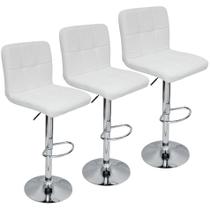 Kit 3 Banquetas Confort Gomos Estofada Couro Giratória c/ Regulagem Kit 3 Banquetas Confort Gomos Estofada Couro Giratória c/ Regulagem