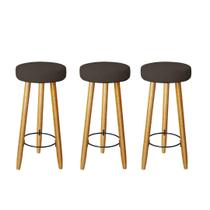Kit 3 Banquetas Decorativas 78cm com Pés Pálito Italian Marrom - Mafer Kit 3 Banquetas Decorativas 78cm com Pés Pálito Italian Marrom - Mafer