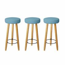 Kit 3 Banquetas Decorativas 78cm com Pés Pálito Italian Turquesa - Mafer Kit 3 Banquetas Decorativas 78cm com Pés Pálito Italian Turquesa - Mafer