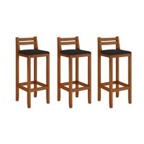Kit 3 Banquetas em Madeira Maciça Ibiza Balcão 98 Cm com Encosto - Malbec Assento Preto Kit 3 Banquetas em Madeira Maciça Ibiza Balcão 98 Cm com Encosto - Malbec Assento Preto