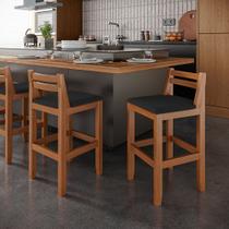 Kit 3 Banquetas em Madeira Maciça Ibiza Ilha 78 Cm - Malbec Assento Preto