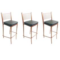 Kit 3 Banquetas EMPILHÁVEL Cobre alta assento preto - Poltronas do Sul